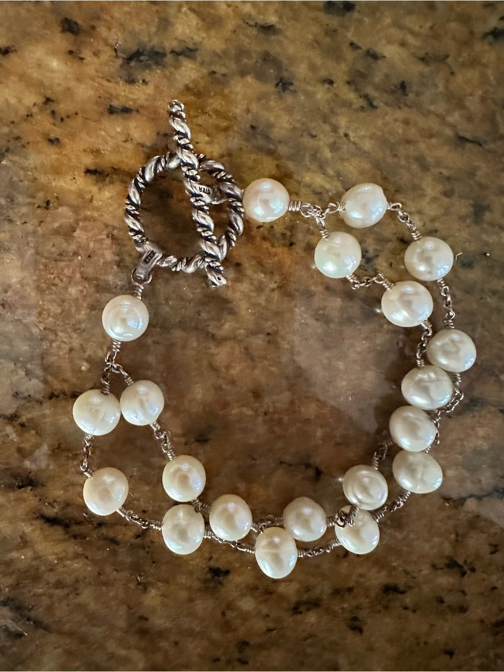 Classic Pearl and Silver Chain Bracelet - White Pearls